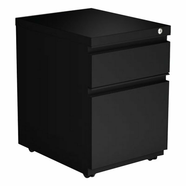 Alera ALEPBBFBL Black Two-Drawer Metal Pedestal Box File with Full-Length Pulls 328ALEPBBFBL